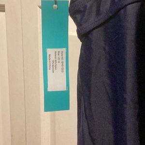 Ladies dark blue high neck detail tankini